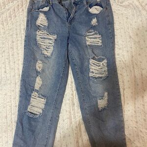 Fashion Nova Light Blue Distressed Boyfriend Jeans
